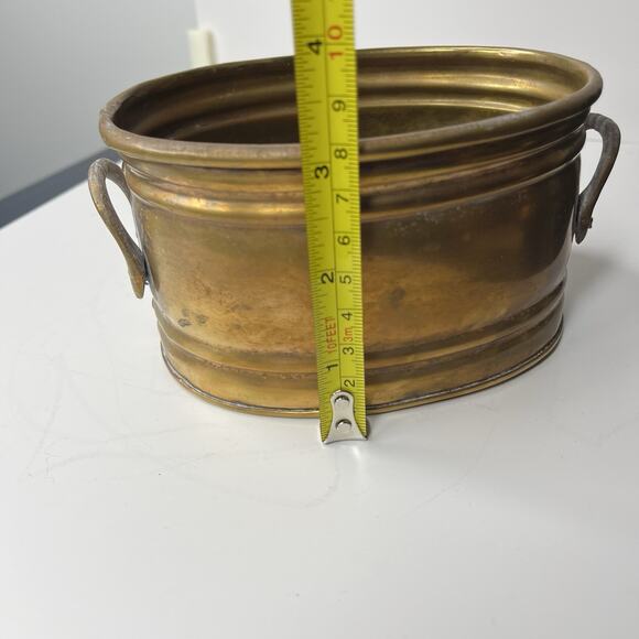 Vintage Midcentury Brass Planters Set of 3 Seashell Handle 5.5" 7" 8" - Picture 8 of 15